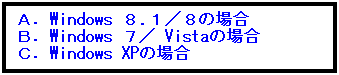 テキスト ボックス: Ａ．Windows ８.１／８の場合
Ｂ．Windows ７／ Vistaの場合
Ｃ．Windows XPの場合
