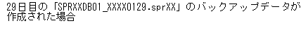 テキスト ボックス: 29日目の「SPRXXDB01_XXXX0129.sprXX」のバックアップデータが作成された場合
